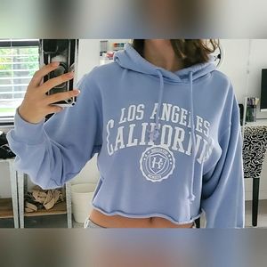 Los Angeles California Purple Blue Cropped Soft Comfy Hoodie